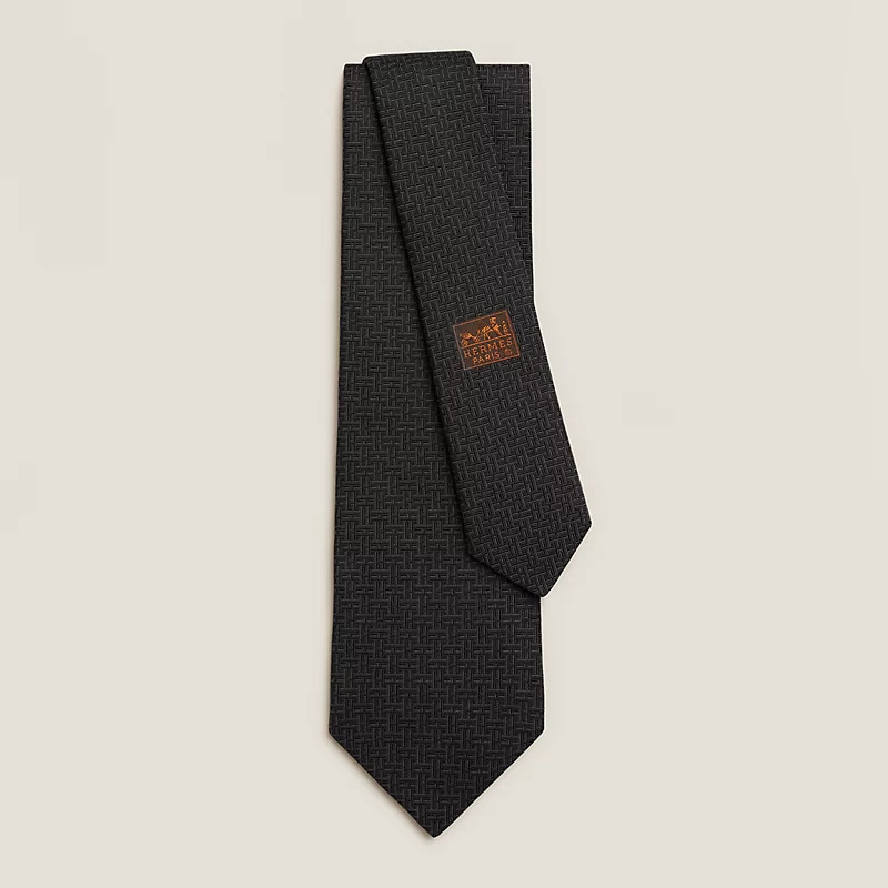 HERMES TREFLES TIE NOIR