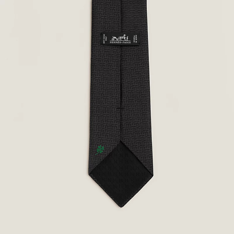 HERMES TREFLES TIE NOIR