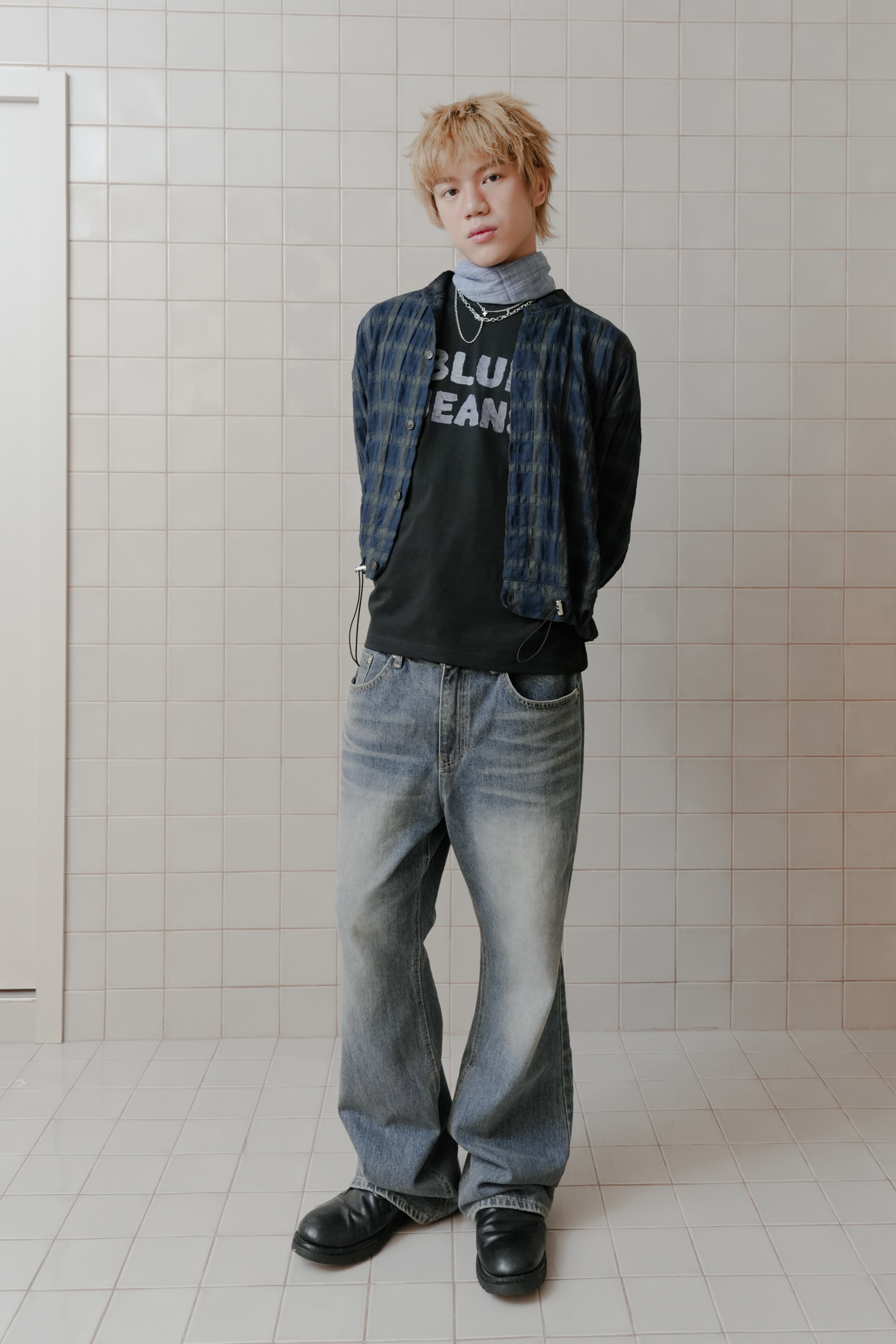 leaf 50 check cardigan #襯衫