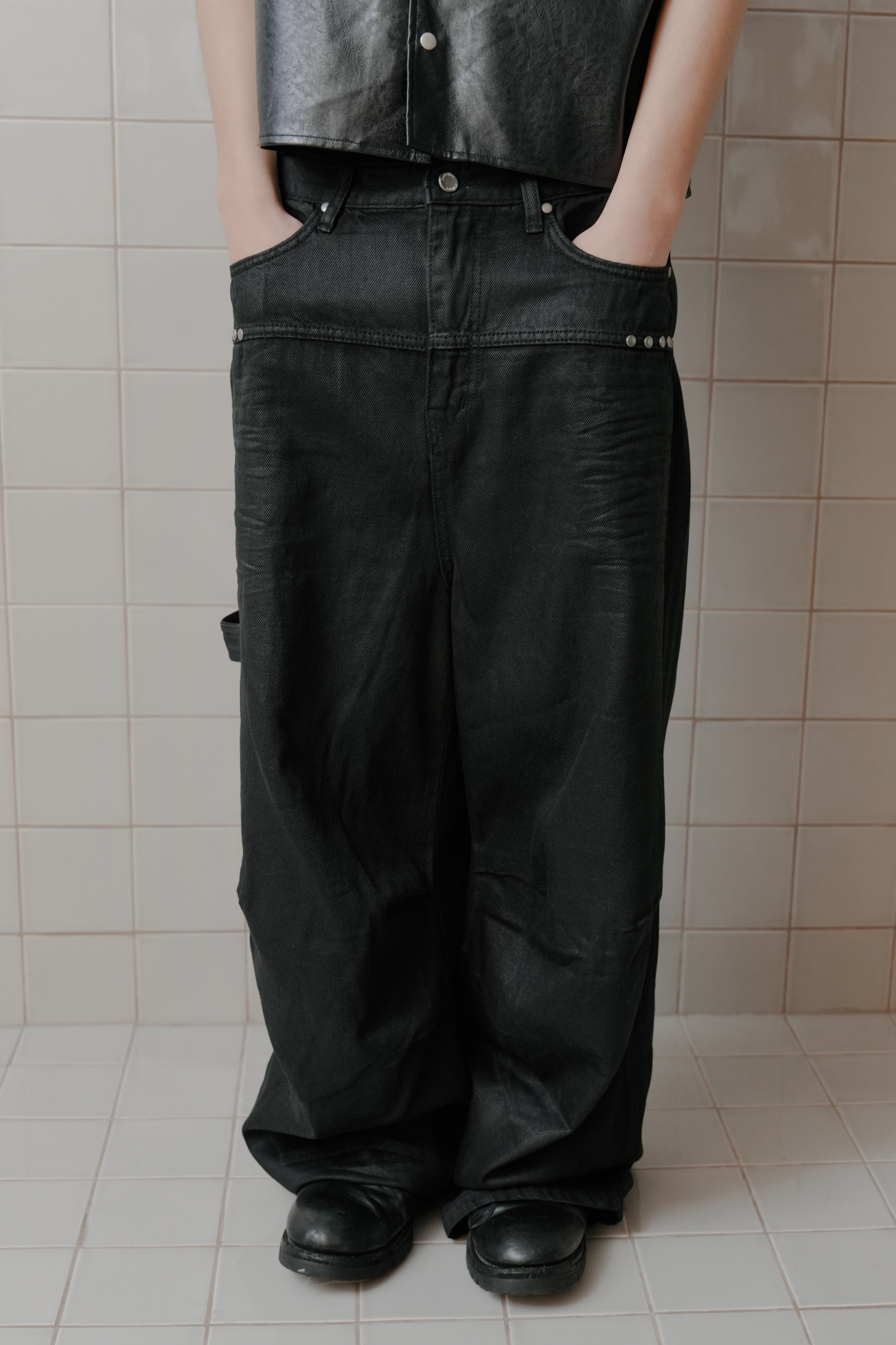 premium hand coated pants #長褲