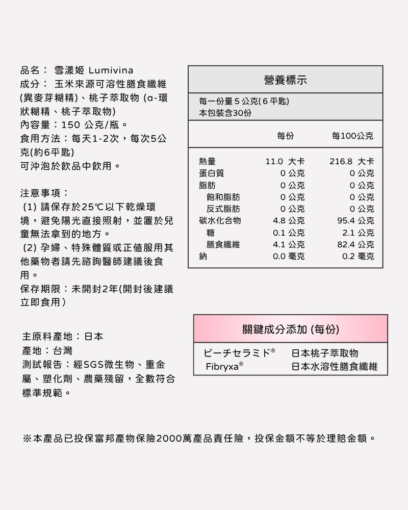 Nicco Lumivina | Japan-Patented Peach Ceramide × Dietary Fiber | Dual Formula for Hydration & Digestive Support| 2packs