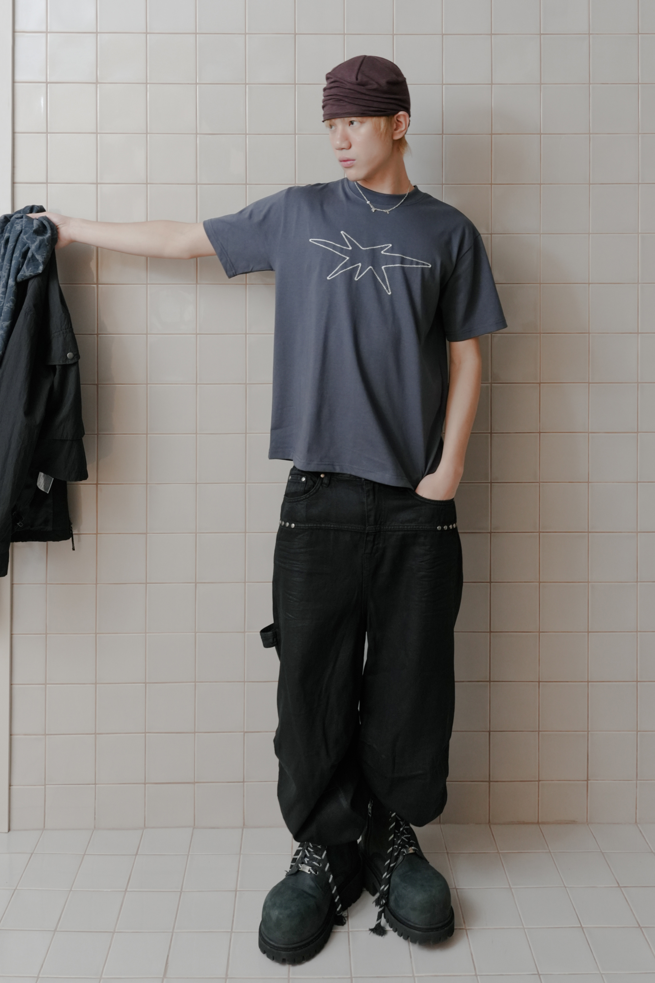 satin short sleeve tee #上衣