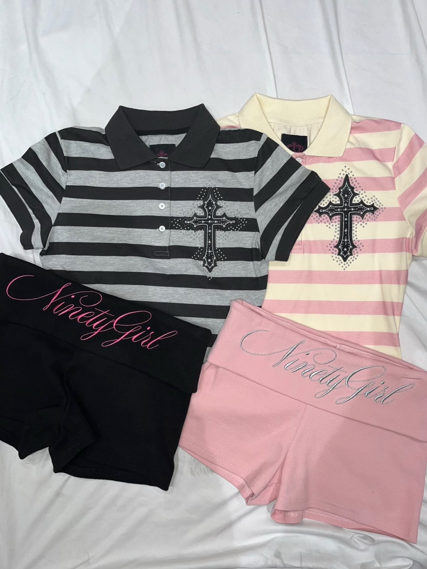 Cross Logo Studded Micro Shorts