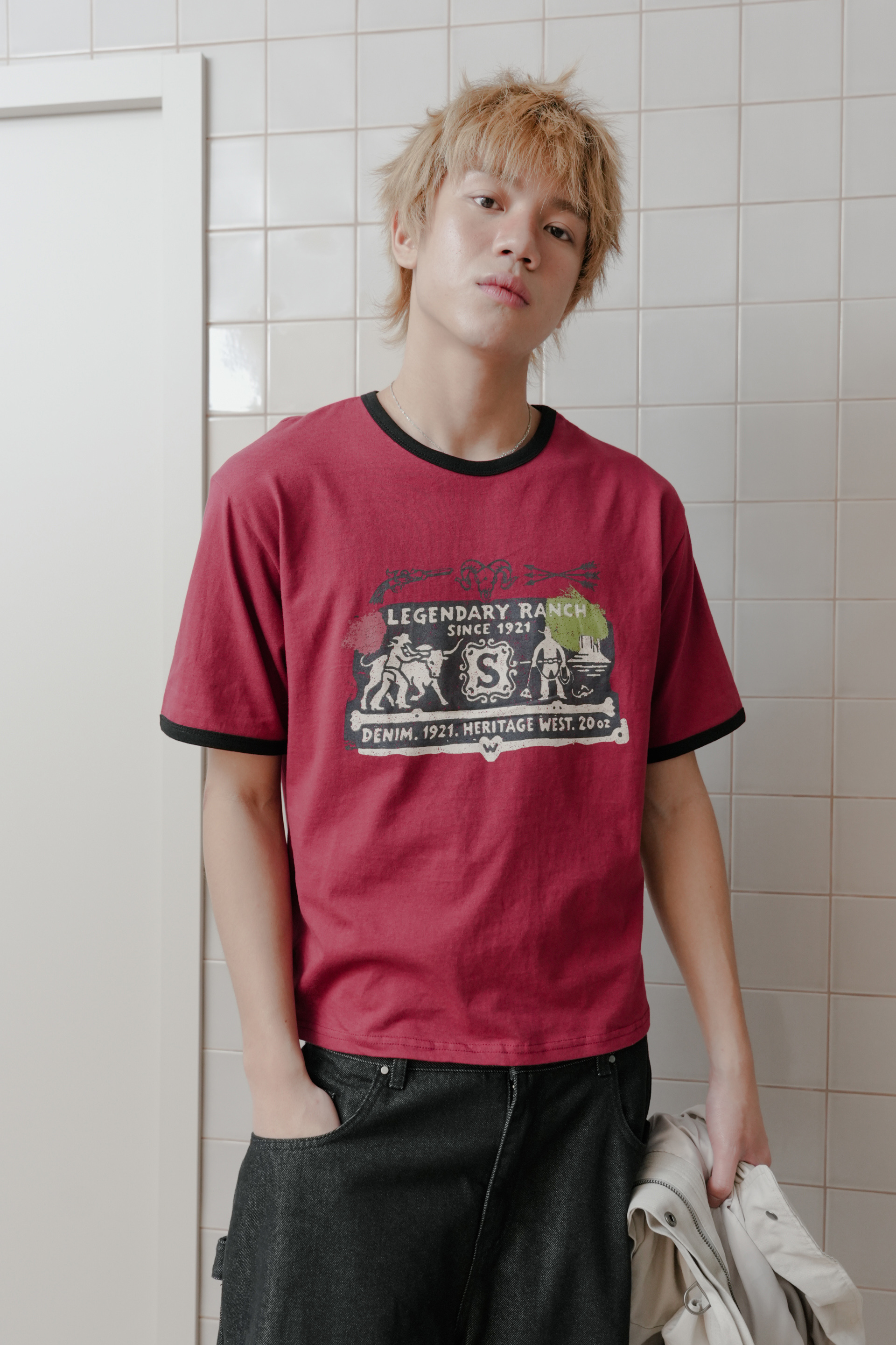 western ringer crop tee #上衣