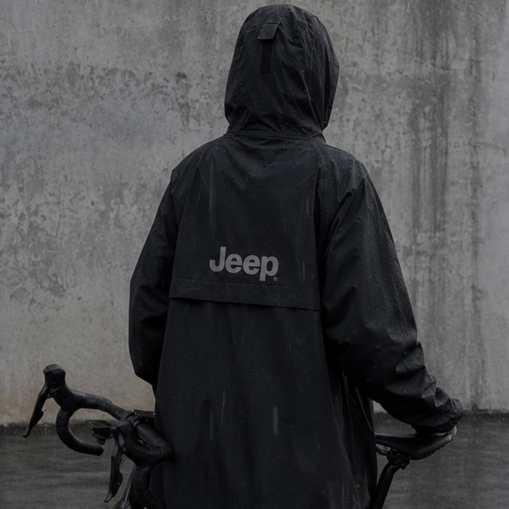 <機車族必備> Jeep反光設計長版雨衣 防水 加寬帽簷