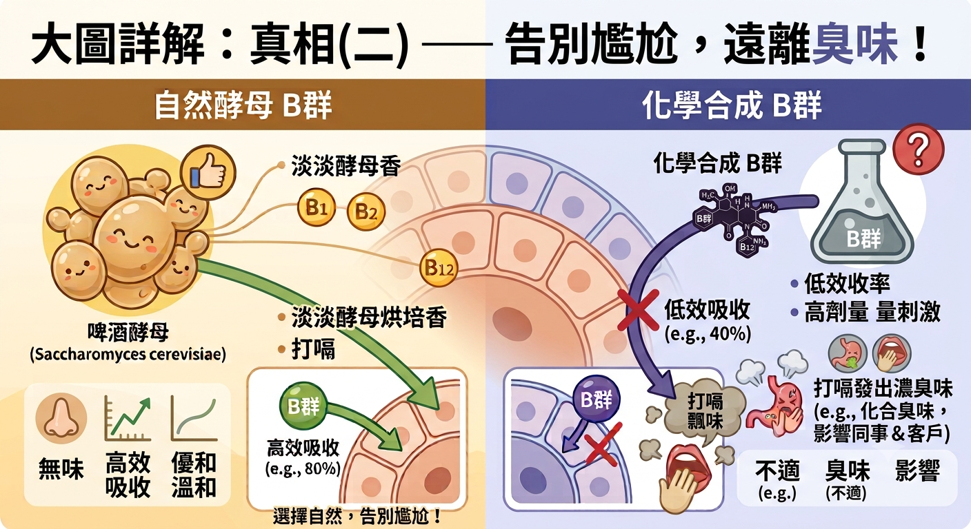 真相(二）一 自然酵母 B群 淡淡酵母香 B1 Bz 告別尷尬，遠離臭味！