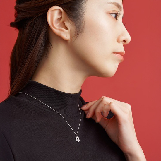 【me.luxe】SV小花鋯石項鍊-10mm