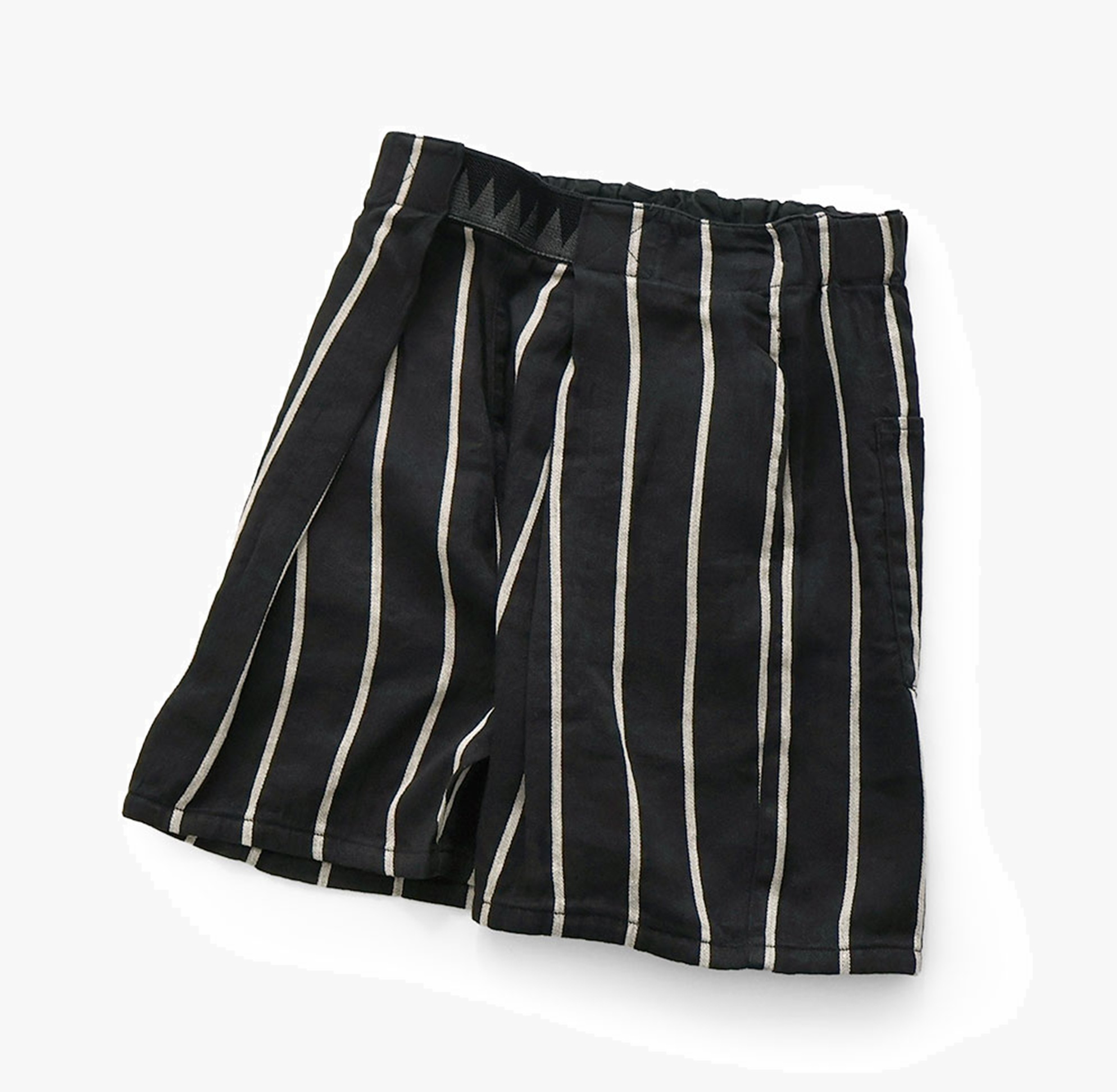 KAPITAL 2026 LINEN PHILLIES STRIPE EASY BEACH GO SHORTS - BLACK PRE ORDER ITEM (預訂中)