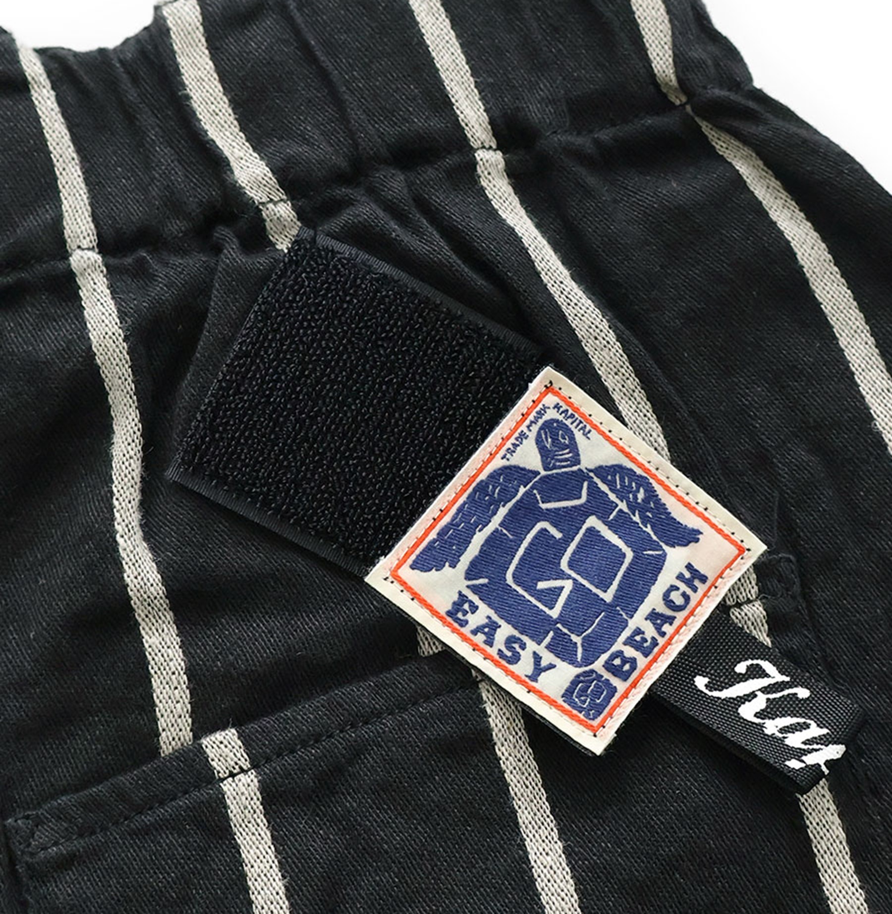 KAPITAL 2026 LINEN PHILLIES STRIPE EASY BEACH GO SHORTS - BLACK PRE ORDER ITEM (預訂中)