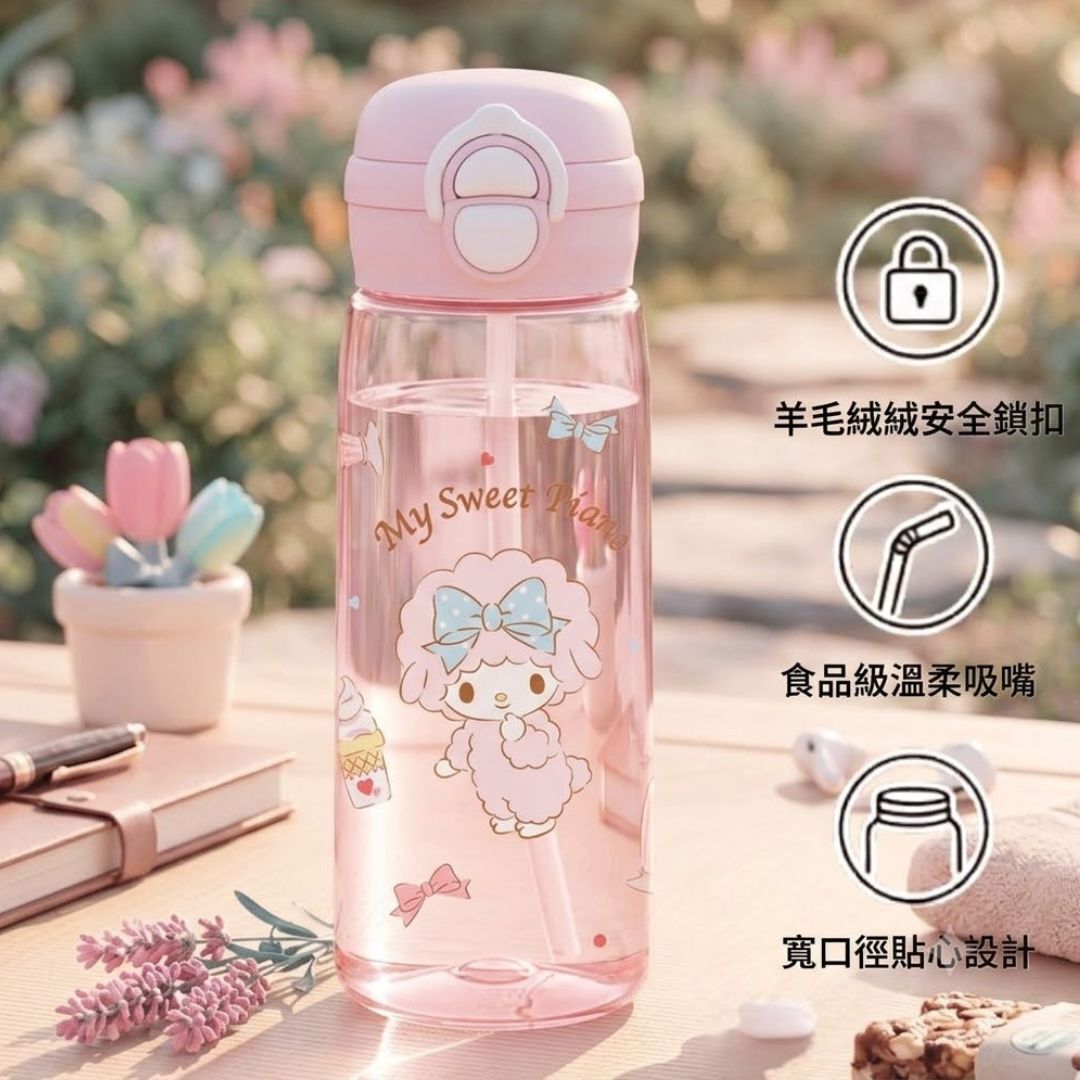 MY MELODY Sanrio 便攜式吸管水樽 兩段開合式-My Sweet Piano(500ml)