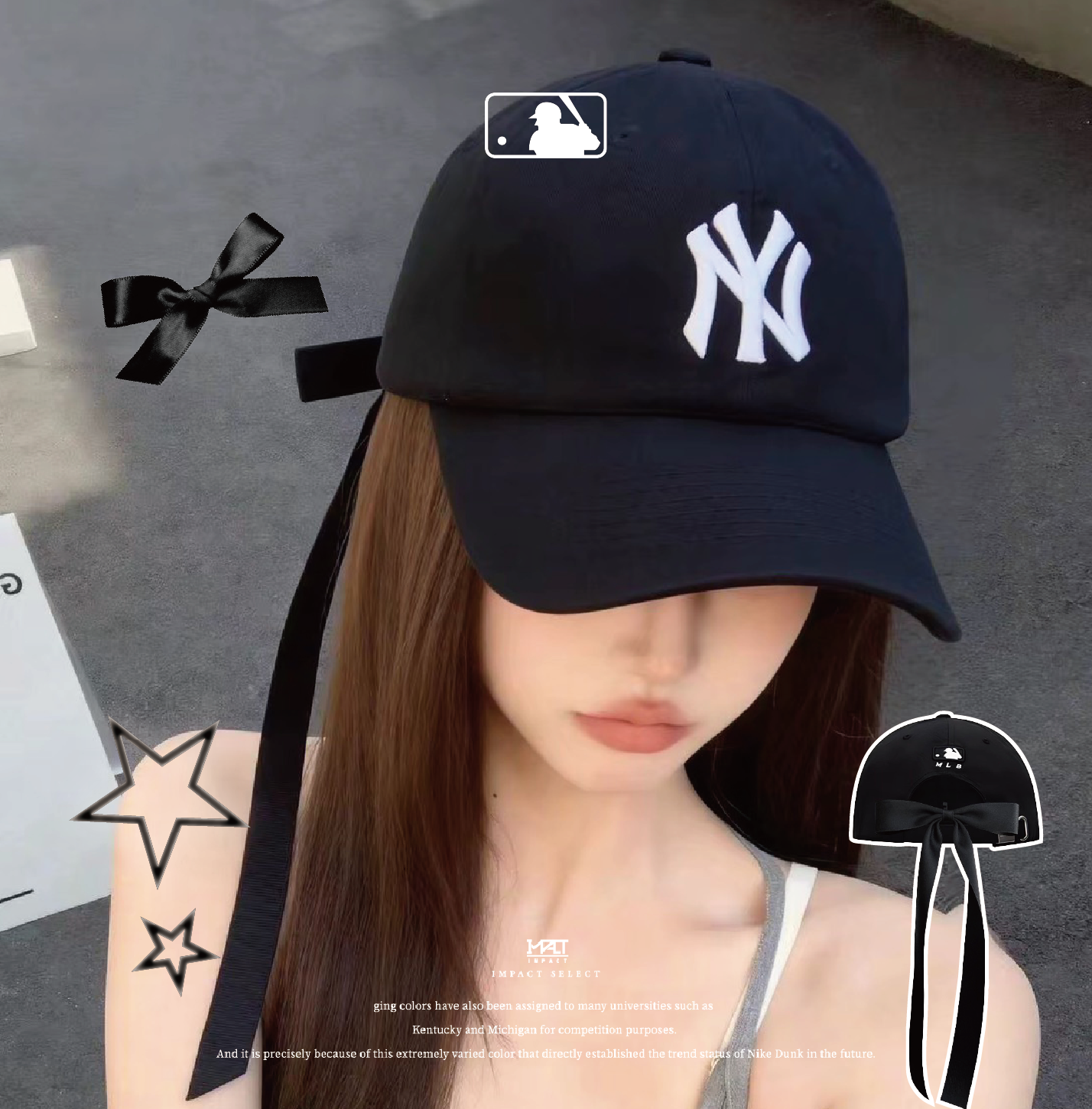 【訂製款】MLB 甜心少女 休閒 百搭 經典 蝴蝶結 老帽 蝶