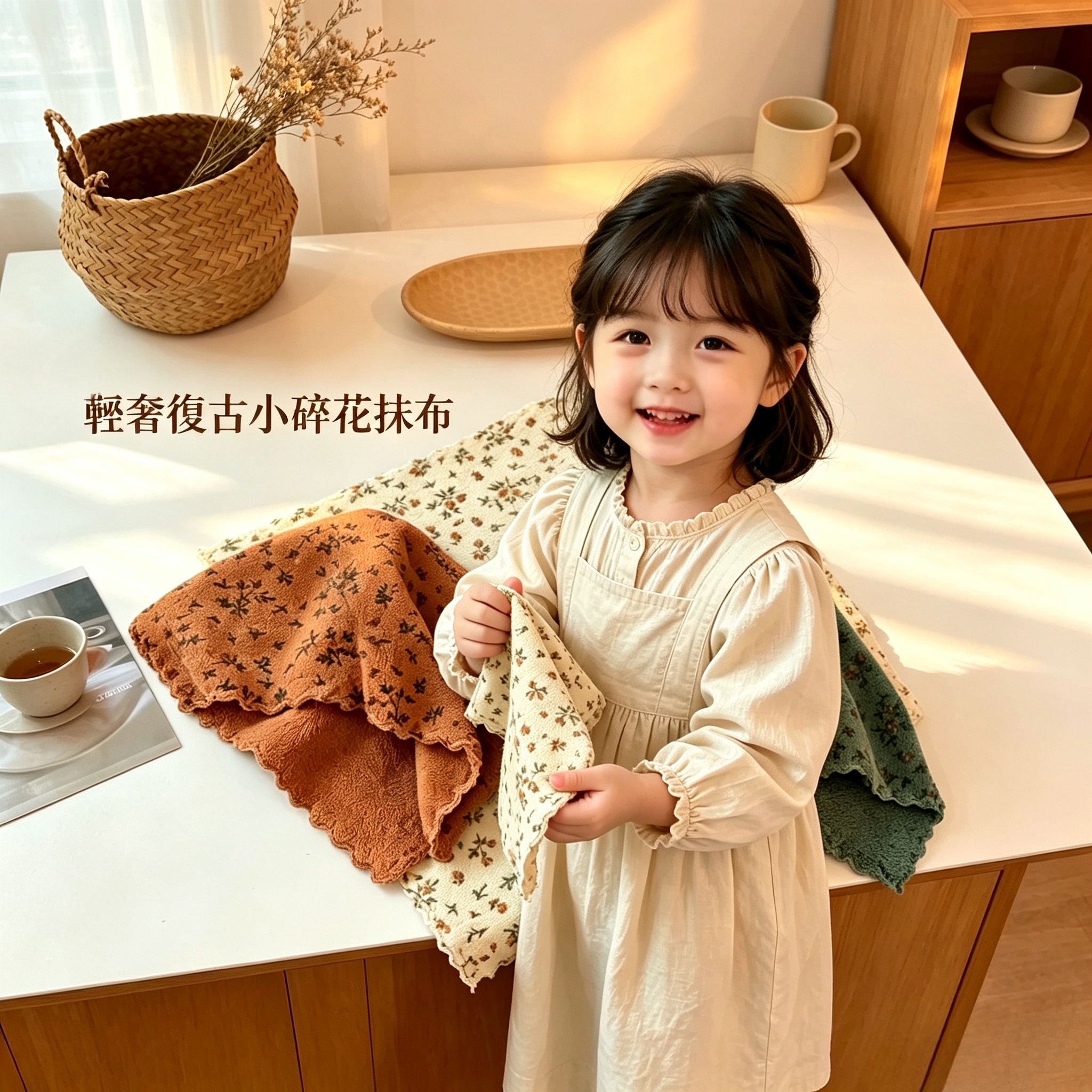 S22253 復古碎花小抹布1套8条
