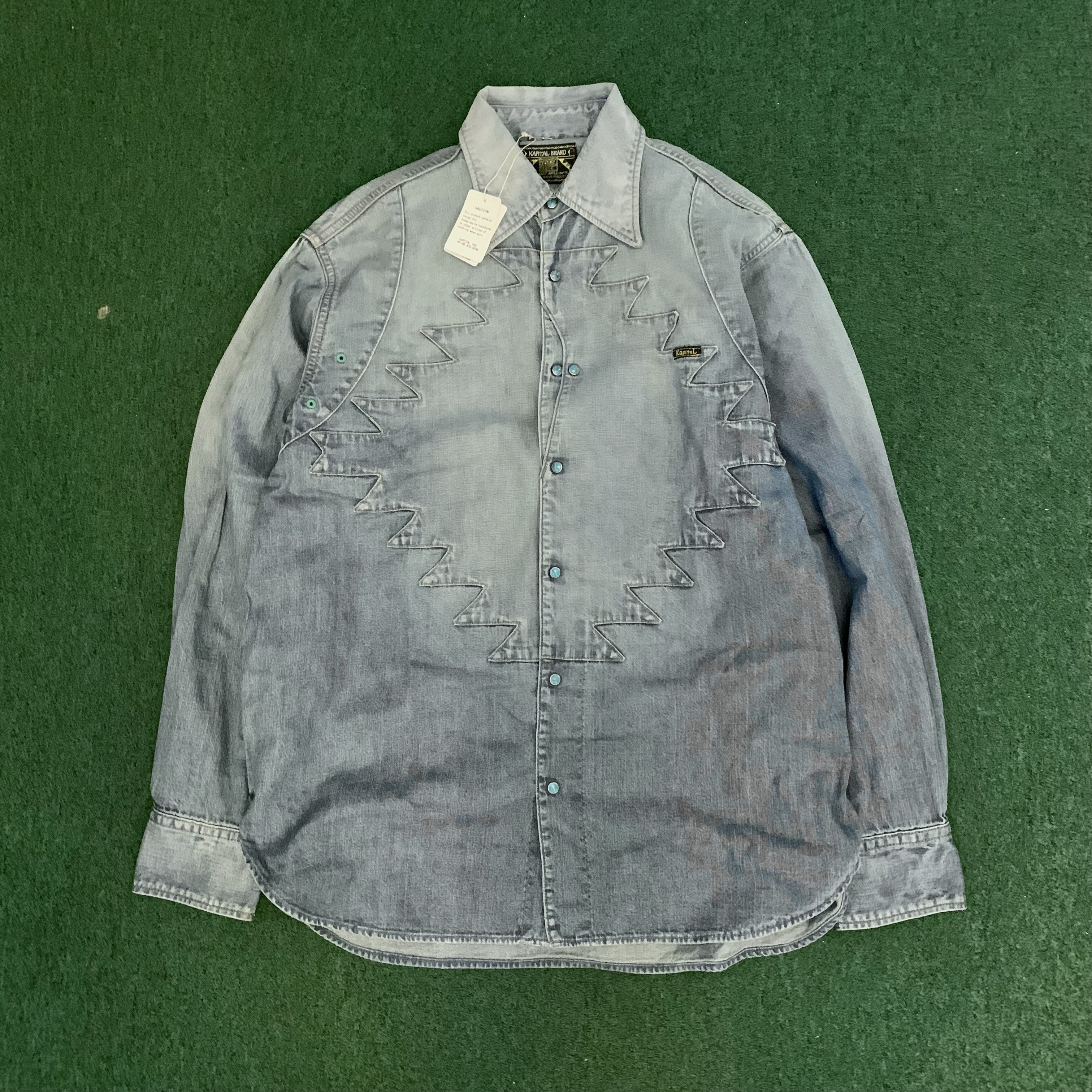 KAPITAL 2026 8oz DENIM THUNDERBIRD Husky Western Shirt (Processed) - SIZE 2