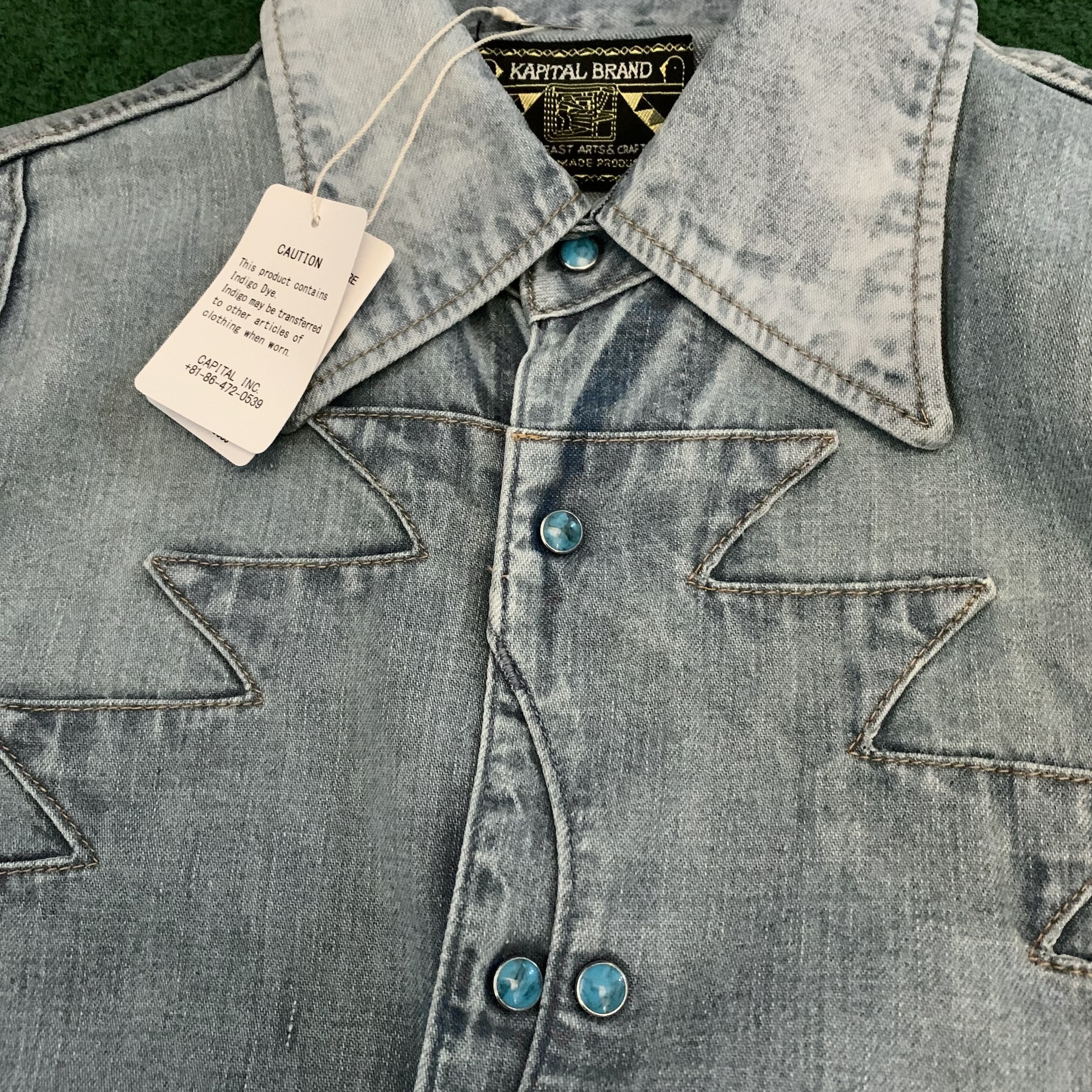 KAPITAL 2026 8oz DENIM THUNDERBIRD Husky Western Shirt (Processed) - SIZE 2