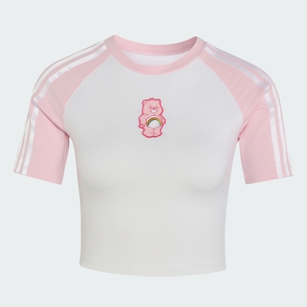 Adidas 愛迪達 Cb Tee KR9628 女 T恤 運動上衣 休閒短袖 白 粉紅袖 亞版 短版