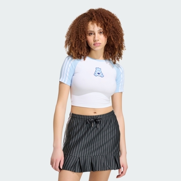 Adidas 愛迪達 Cb Tee KR9634 女 T恤 運動上衣 休閒短袖 白 淡藍袖 亞版 短版