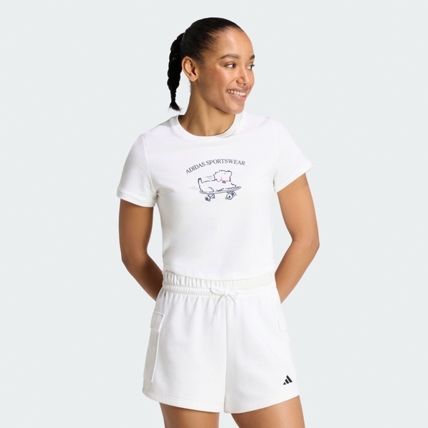 Adidas 愛迪達 Animal Pop T 2 KT2775 女 T恤 運動上衣 休閒短袖 白 亞版 短版