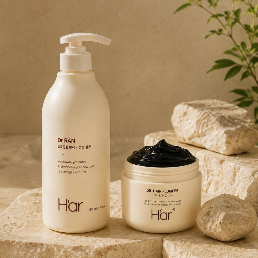 [皇牌護髮套裝] Dr. HAIR PLUMPER 黑炭深層修護髮膜 + Dr. Ran 天然蛋白滋養洗頭水