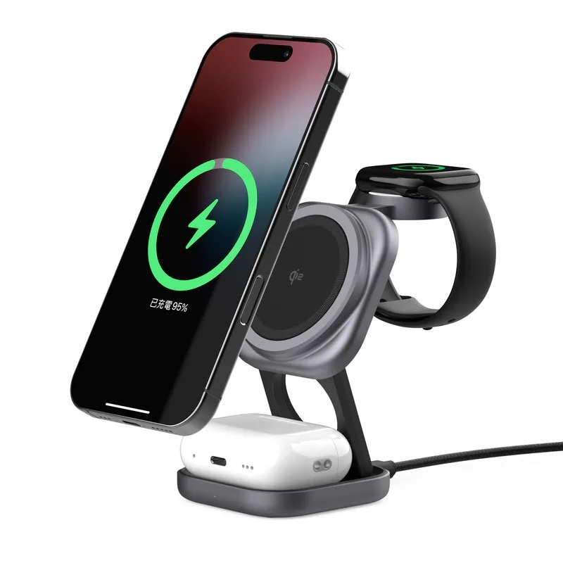 MS-Z 三合一 Qi2 磁吸折疊式無線充電座