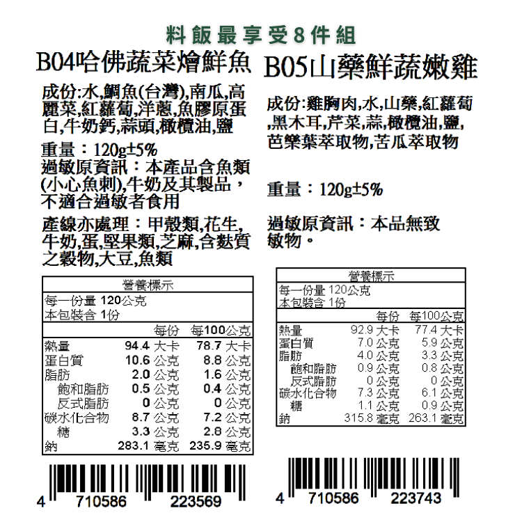 捷捷樂齡食品- 料飯最享受8件組 (不含牛)
