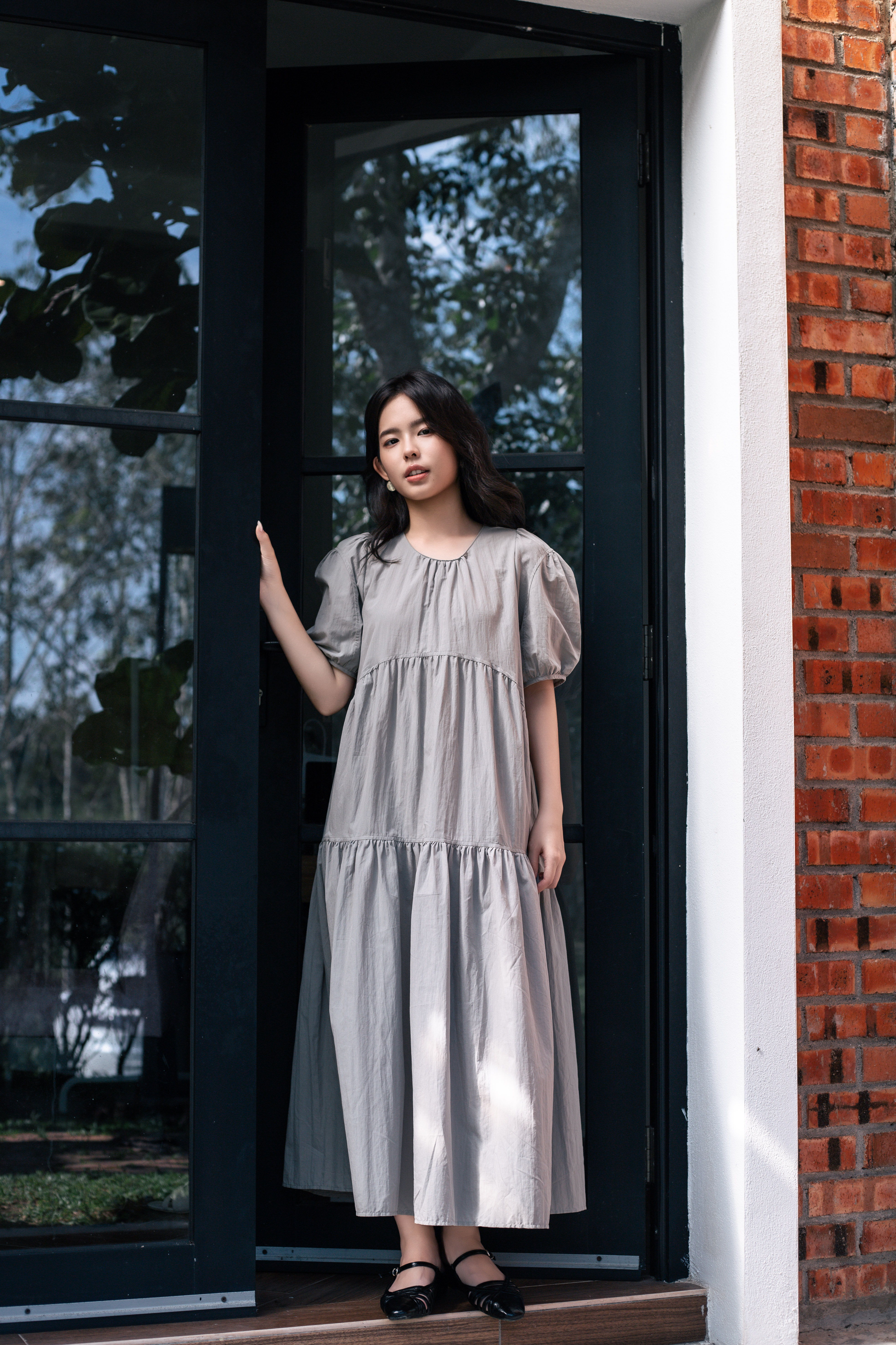 Oulia Tier Swing Dress Grey -2817DLGRY