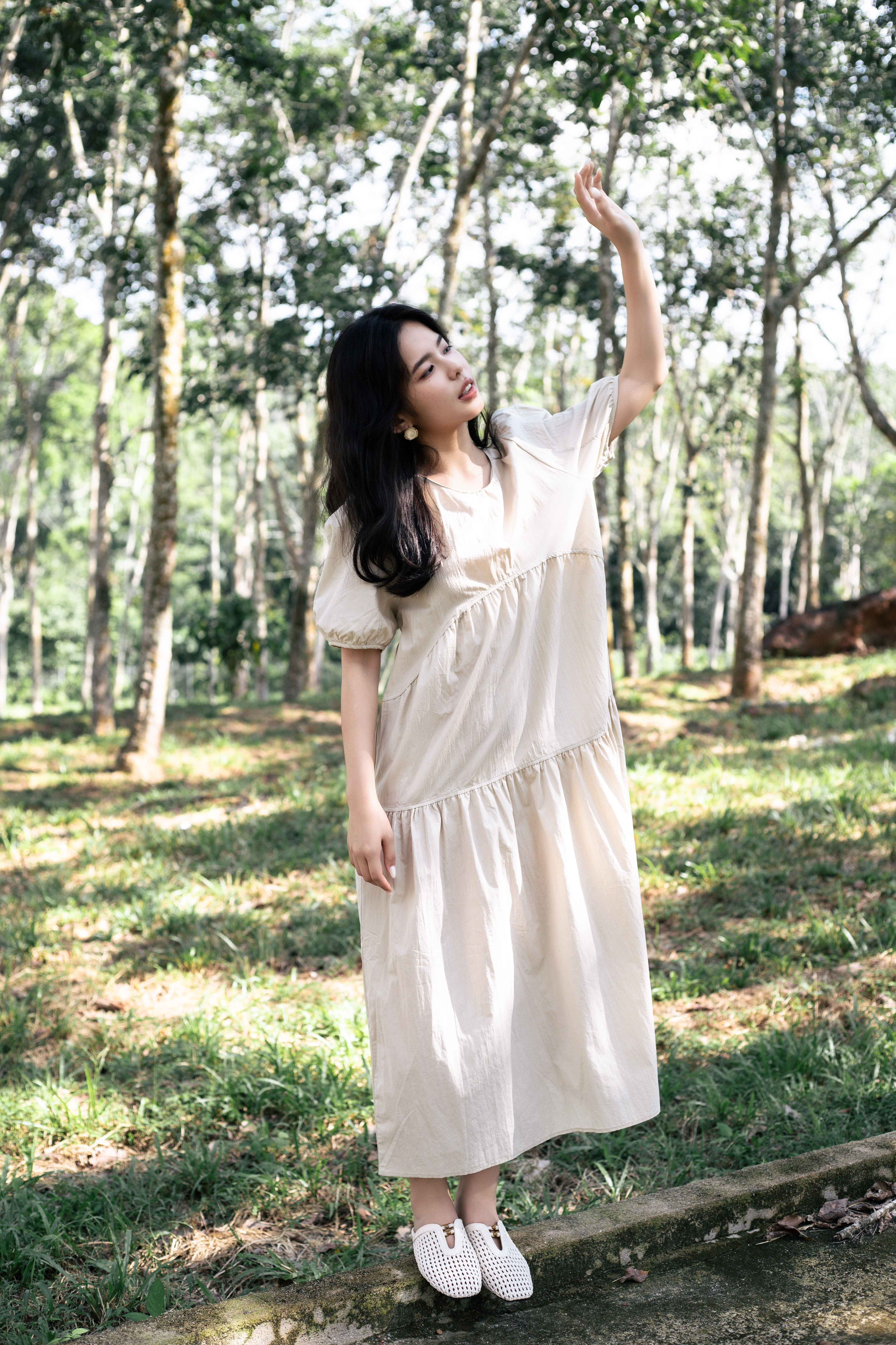Oulia Tier Swing Dress Khaki -2817DLKHA