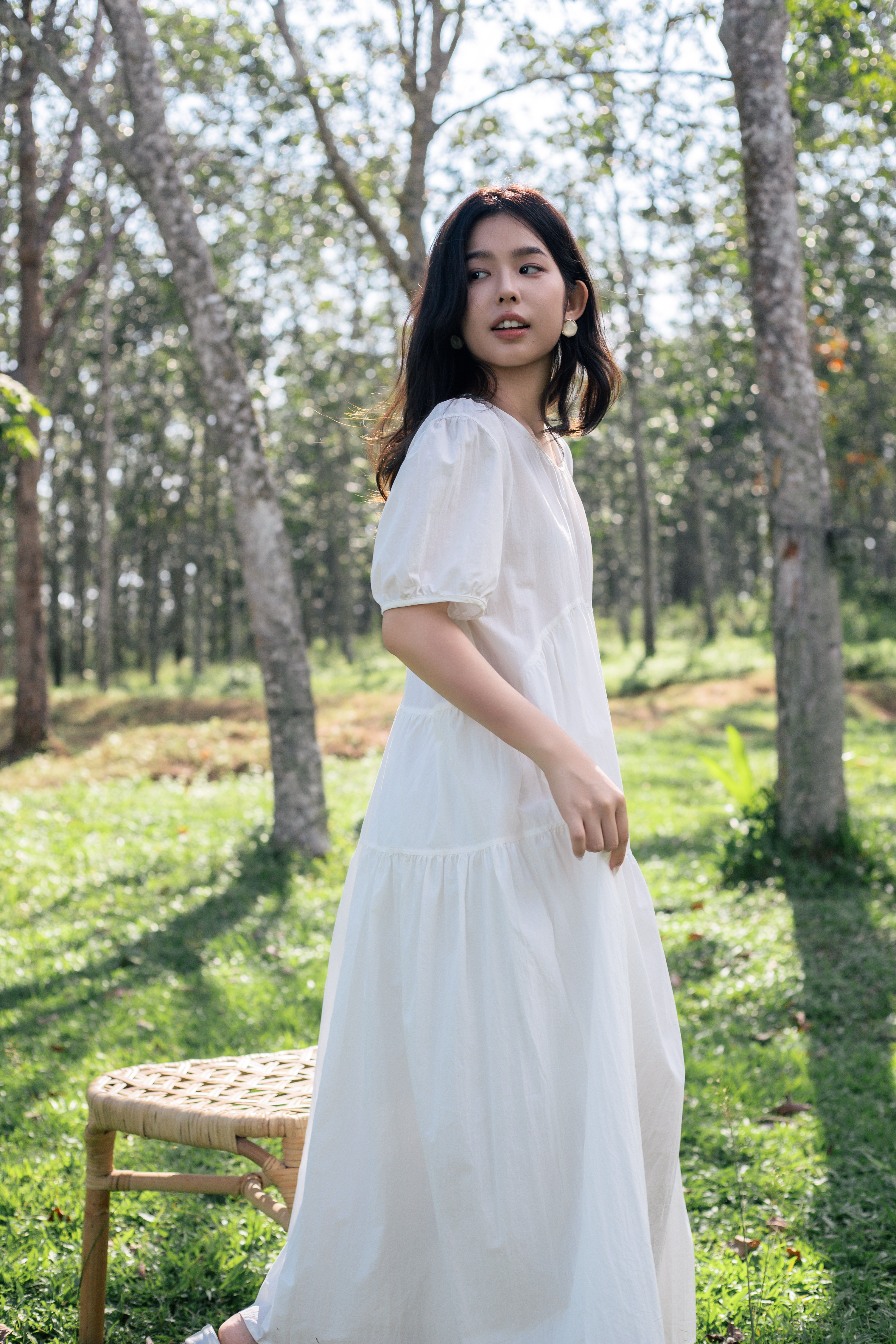 Oulia Tier Swing Dress White -2817DLWHI