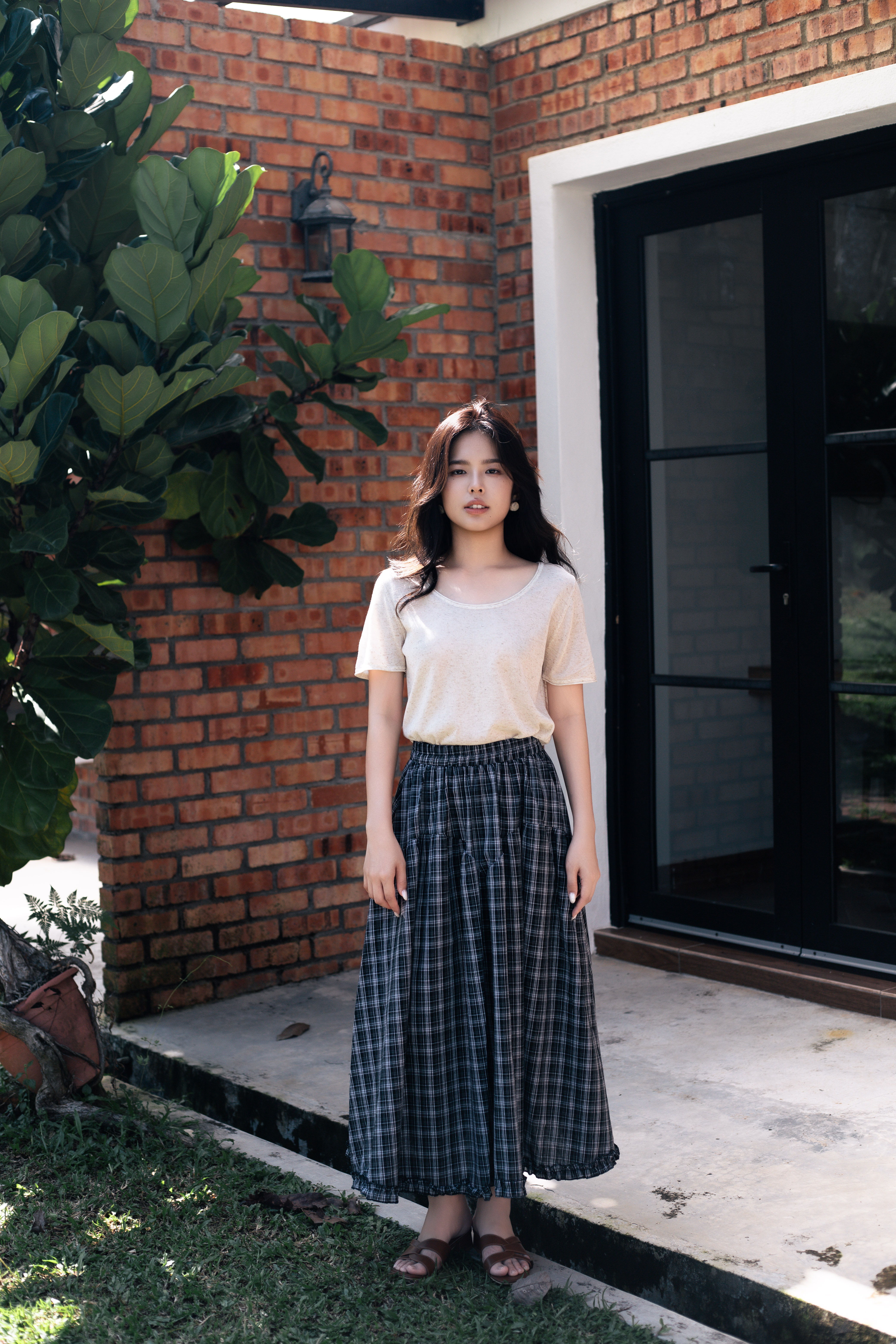 Monki Checkered Skirt Black - 2823SKBLK