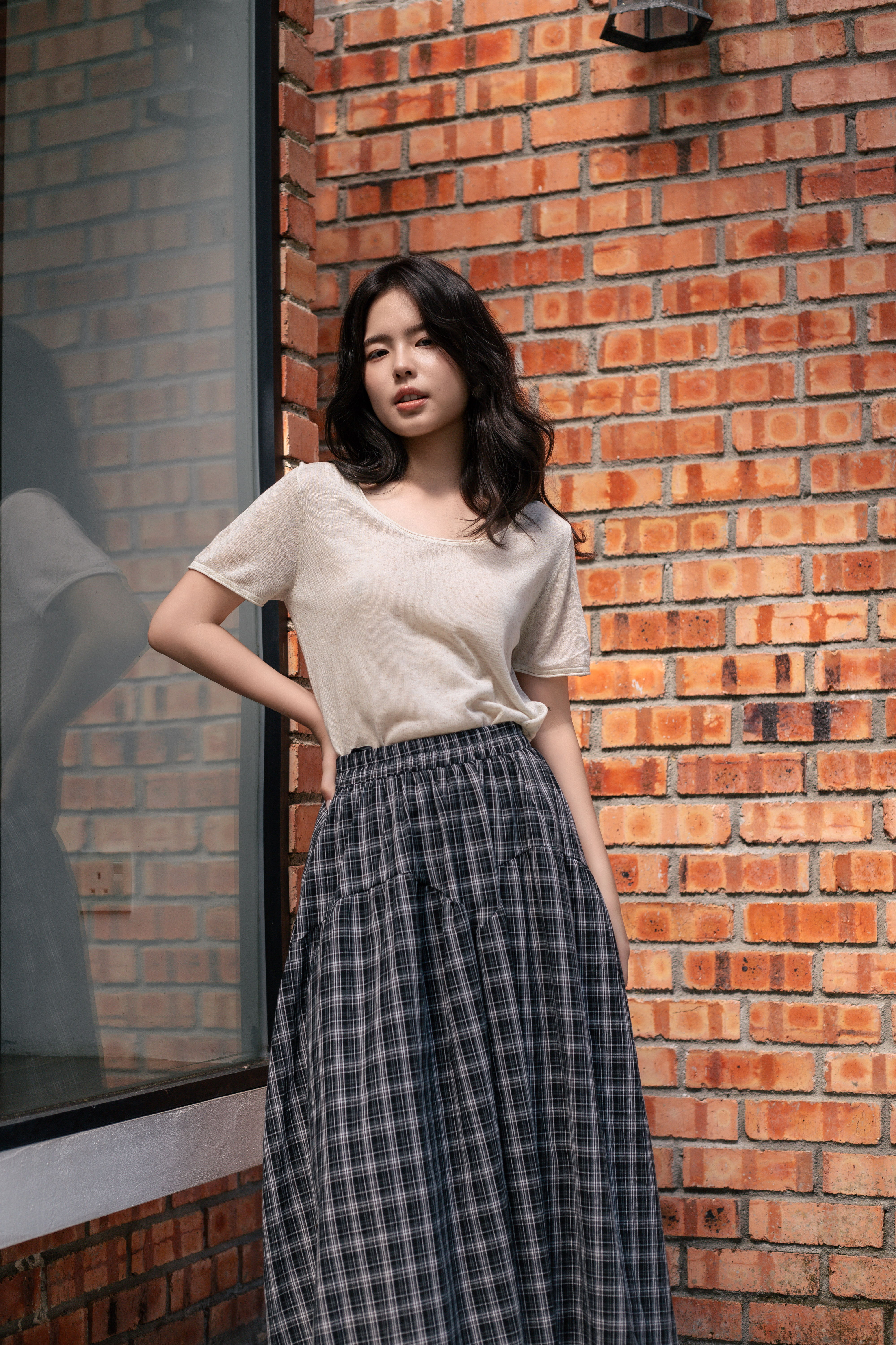 Monki Checkered Skirt Black - 2823SKBLK