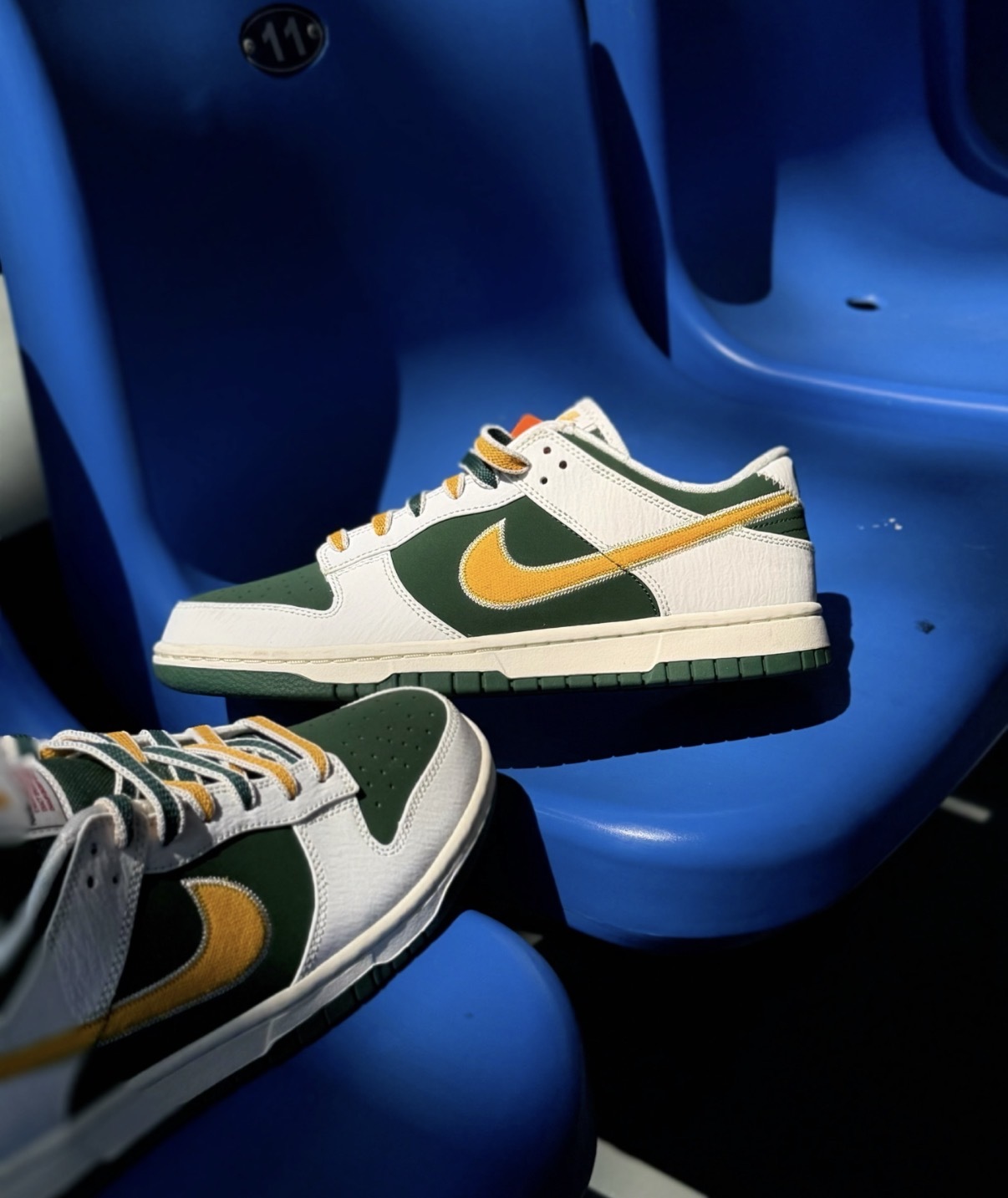 男鞋 NIKE DUNK LOW RETRO 'Fir University Gold' 白綠黃 紋理感 復古 低筒 休閒鞋【IM4413-100】