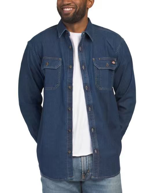 【預購】DICKIES H070910 男裝長袖牛仔襯衫 (深藍色)