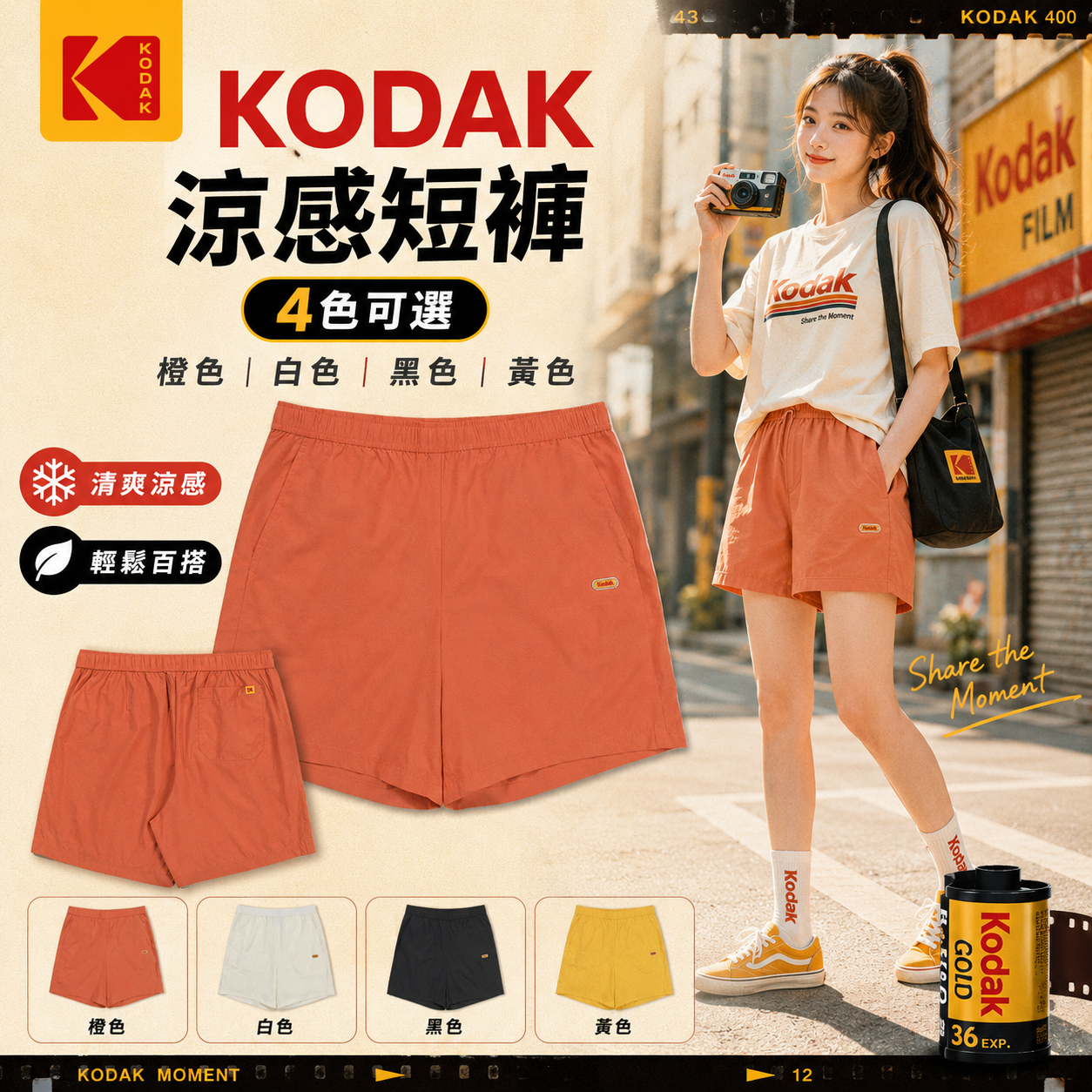 【直播】KODAK LX070805 涼感短褲 (K6223RHPU1)