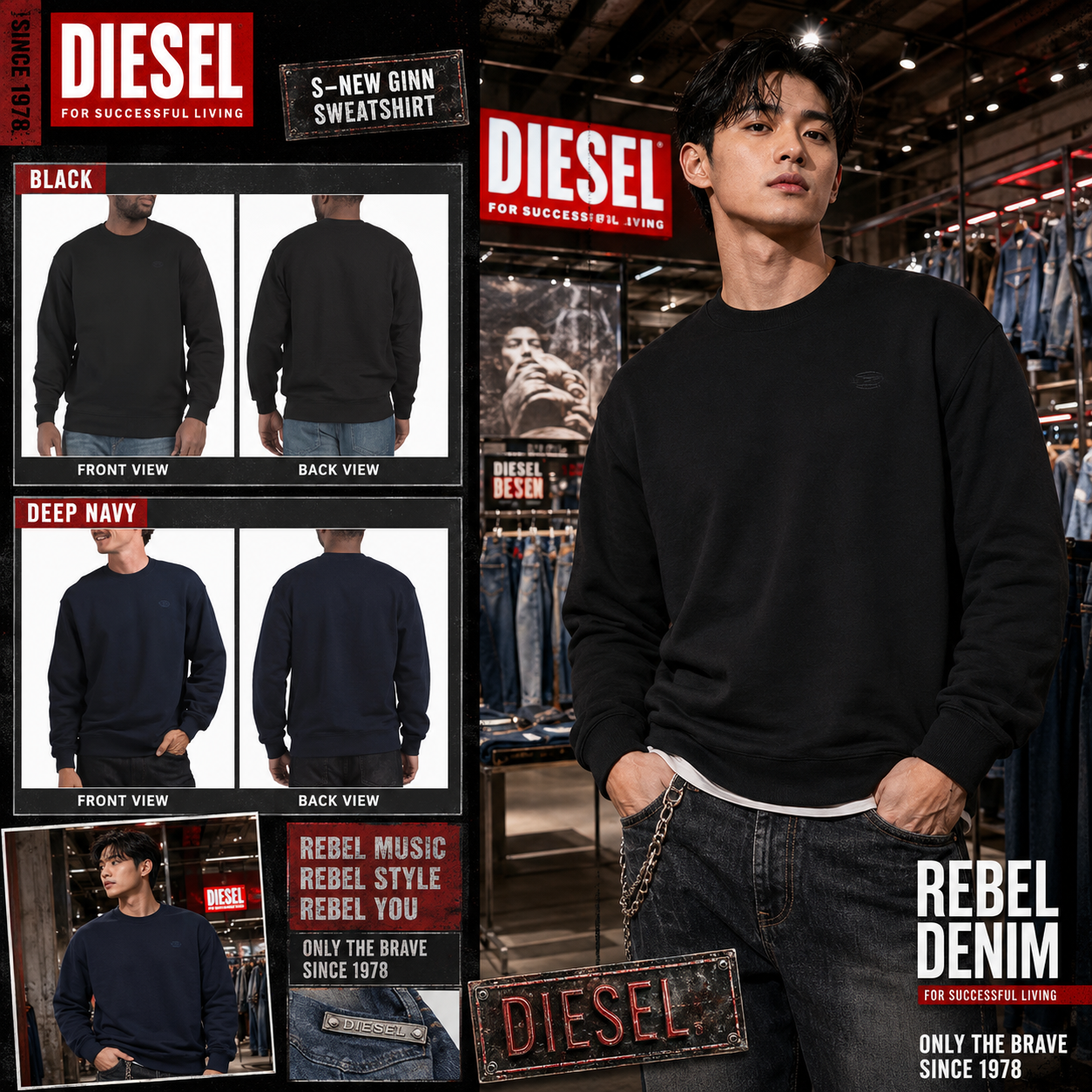 【預購】DIESEL H070747  S-New Ginn 男裝衛衣