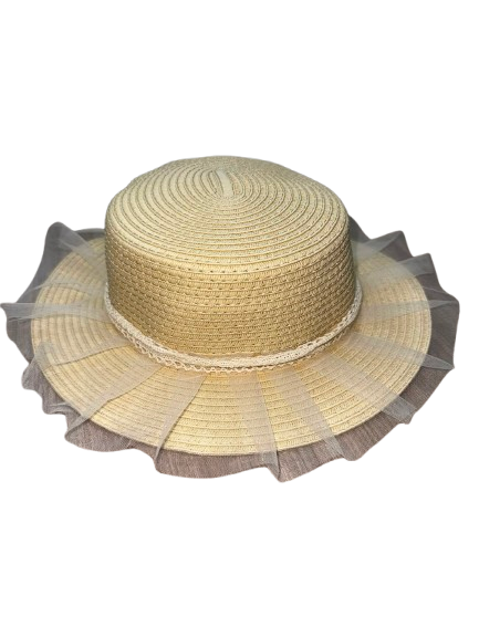 【Nishimatsuya】Ribbon Lace Children's Straw Hat