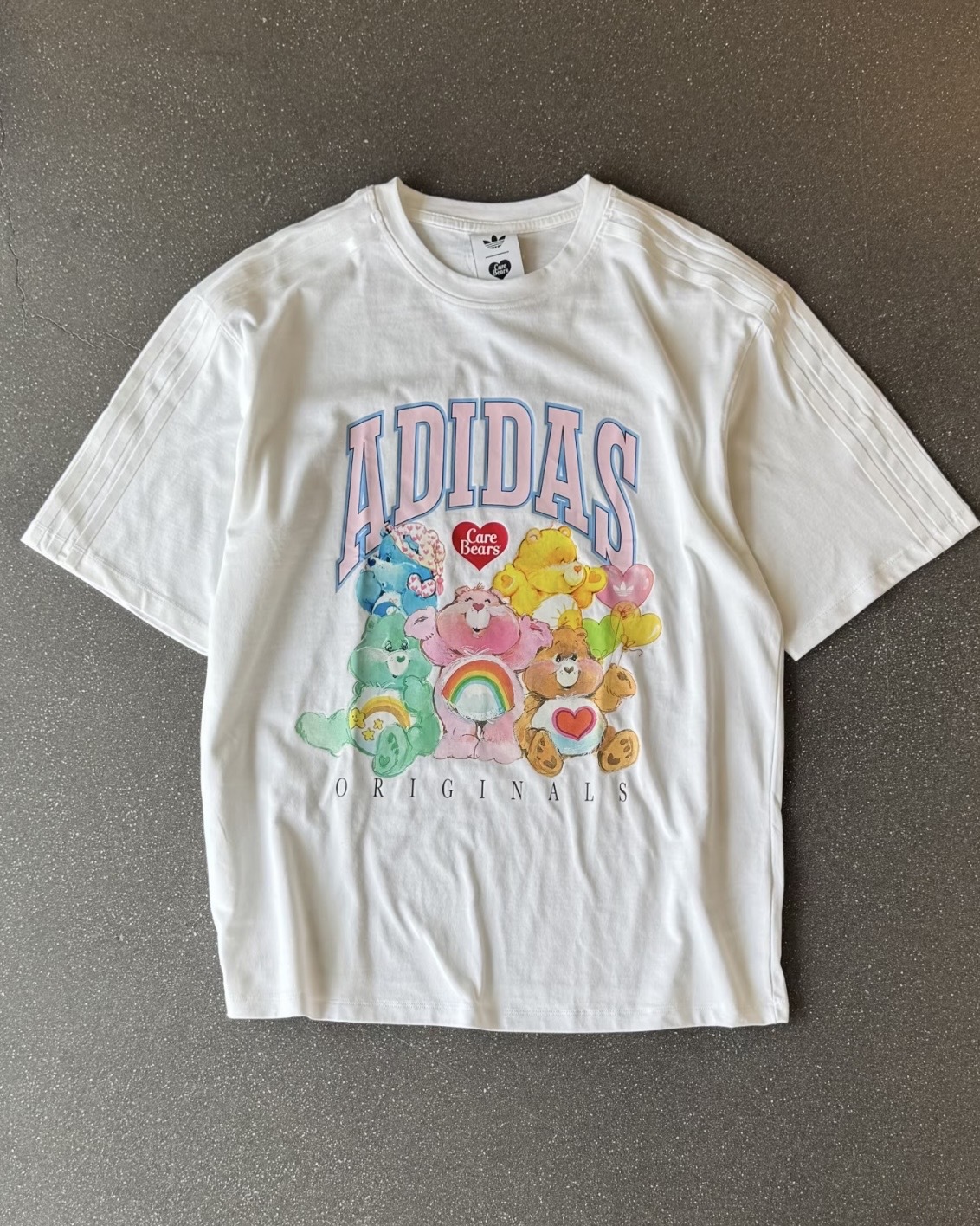 CARE BEARS X ADIDAS OVERSIZED 彩虹熊 聯名款 白色 短T 短袖 寬鬆 女款 KR1480 / 調貨