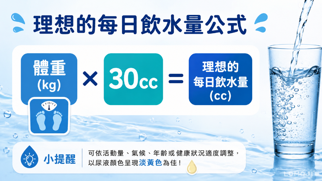 理想的每日飲水量公式圖解
