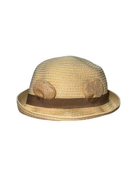 【Nishimatsuya】Brown Ribbon Bear Ear Children's Straw Hat