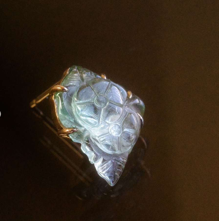 一点物｜綠碧璽花朵切割耳環