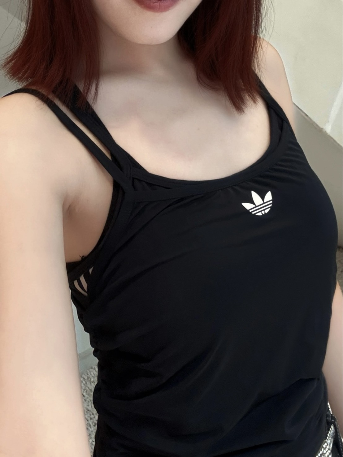 ADIDAS LAYERED TANK 抽繩 細肩帶 抓皺 假兩件 背心