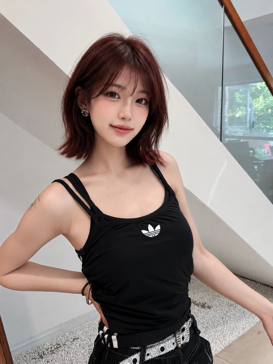ADIDAS LAYERED TANK 抽繩 細肩帶 抓皺 假兩件 背心