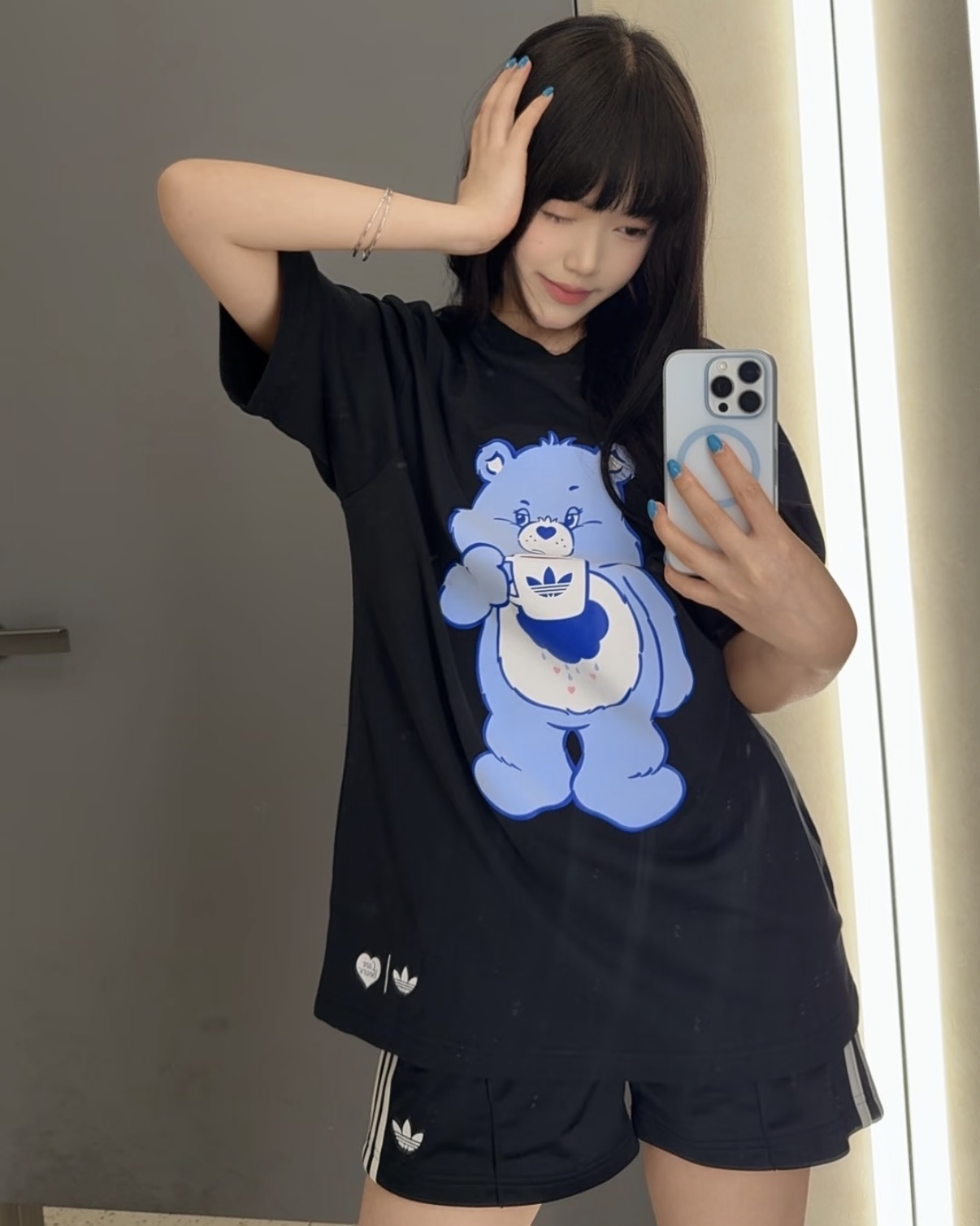 CARE BEARS X ADIDAS OVERSIZED 彩虹熊 聯名款 Grumpy Bear 易怒熊 短T 短袖 寬鬆 黑色 男款 IA4539 / 預購