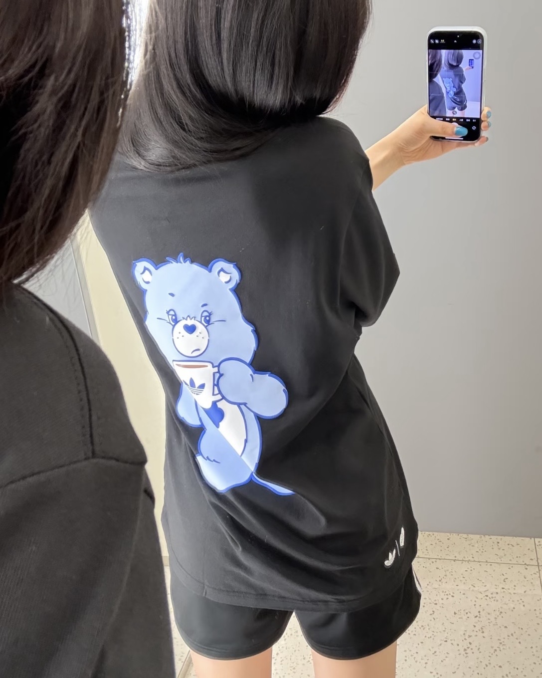 CARE BEARS X ADIDAS OVERSIZED 彩虹熊 聯名款 Grumpy Bear 易怒熊 短T 短袖 寬鬆 黑色 男款 IA4539 / 預購