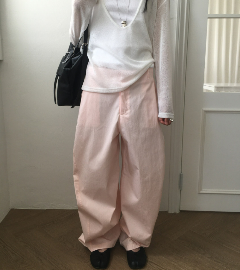 粉色繭型褲