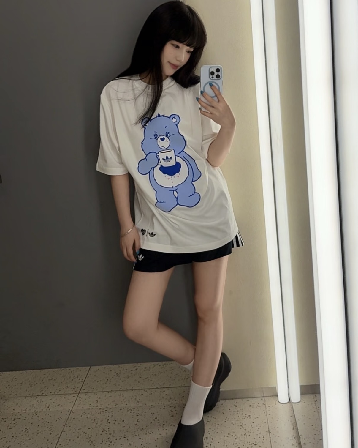 CARE BEARS X ADIDAS OVERSIZED 彩虹熊 聯名款 Grumpy Bear 易怒熊 短T 短袖 寬鬆 白色 男款 IA4538 / 調貨