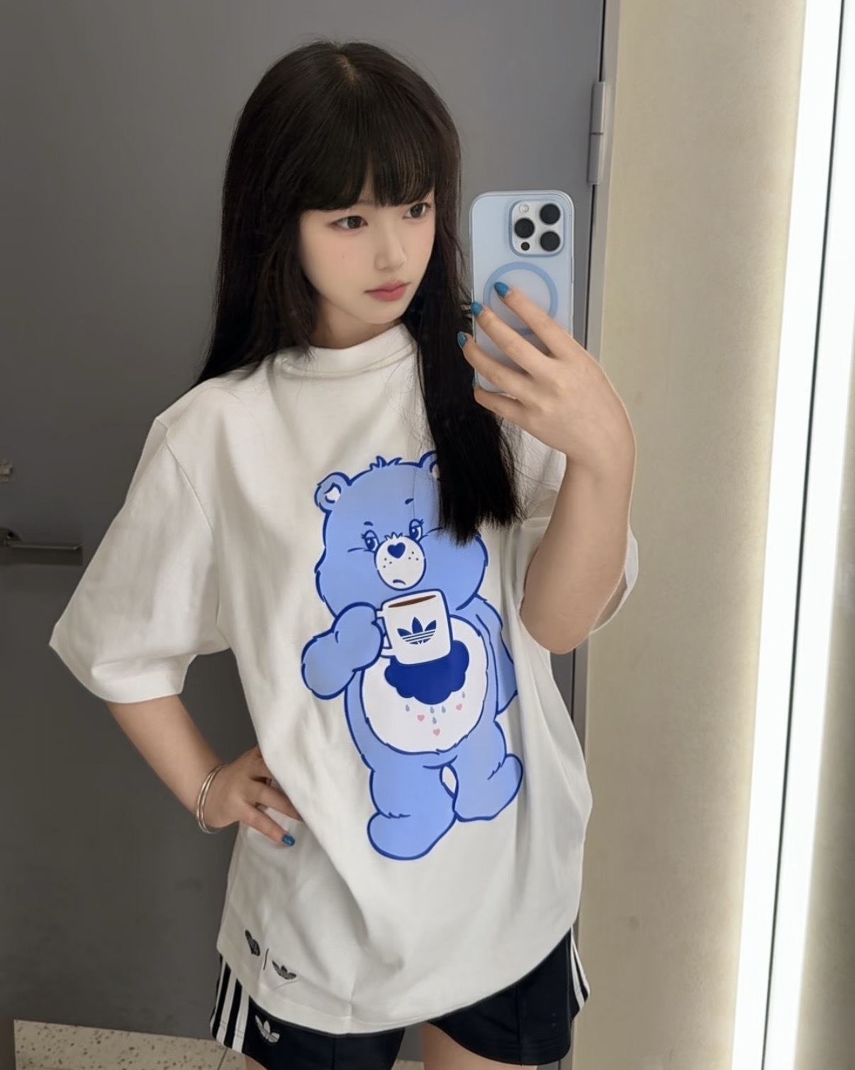 CARE BEARS X ADIDAS OVERSIZED 彩虹熊 聯名款 Grumpy Bear 易怒熊 短T 短袖 寬鬆 白色 男款 IA4538 / 調貨