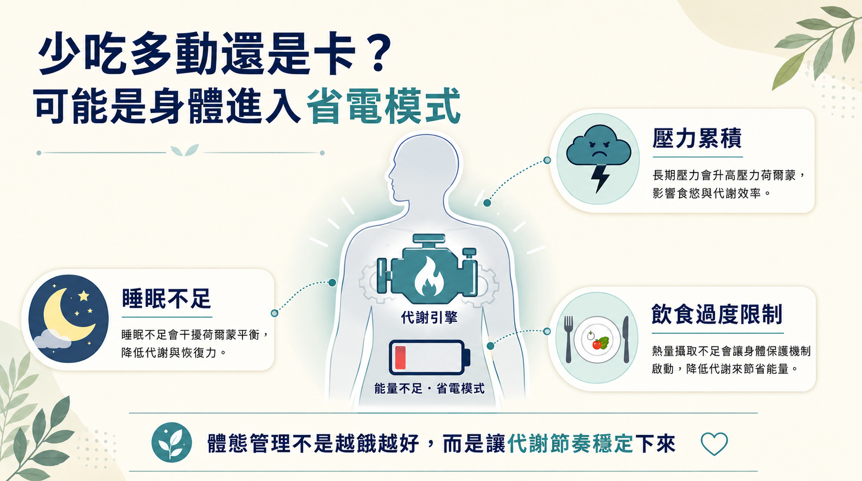 為什麼少吃多動還是會囤積？