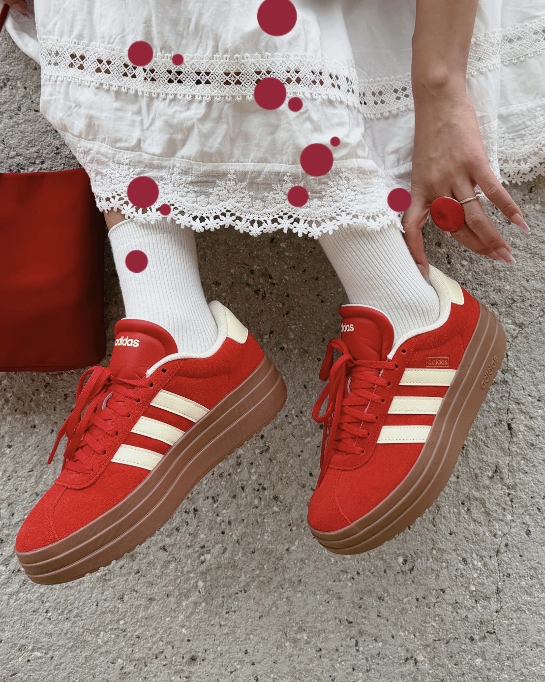 ADIDAS VL COURT BOLD 紅奶油 奶油色 米色 焦糖底 麂皮 厚底 增高 解構 堆疊 女鞋 KJ6852 / 預購