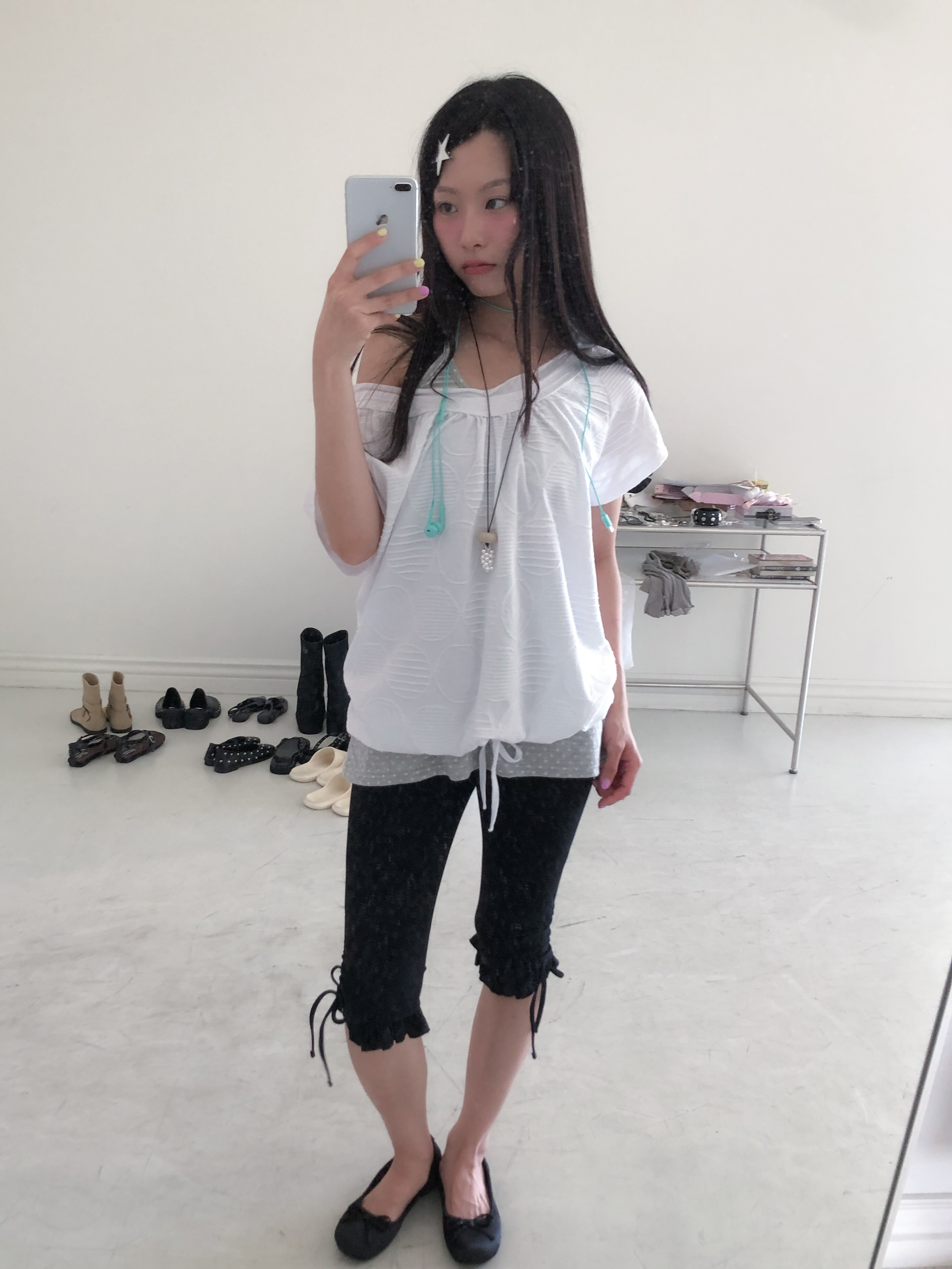 mid-length frill pants #五分褲