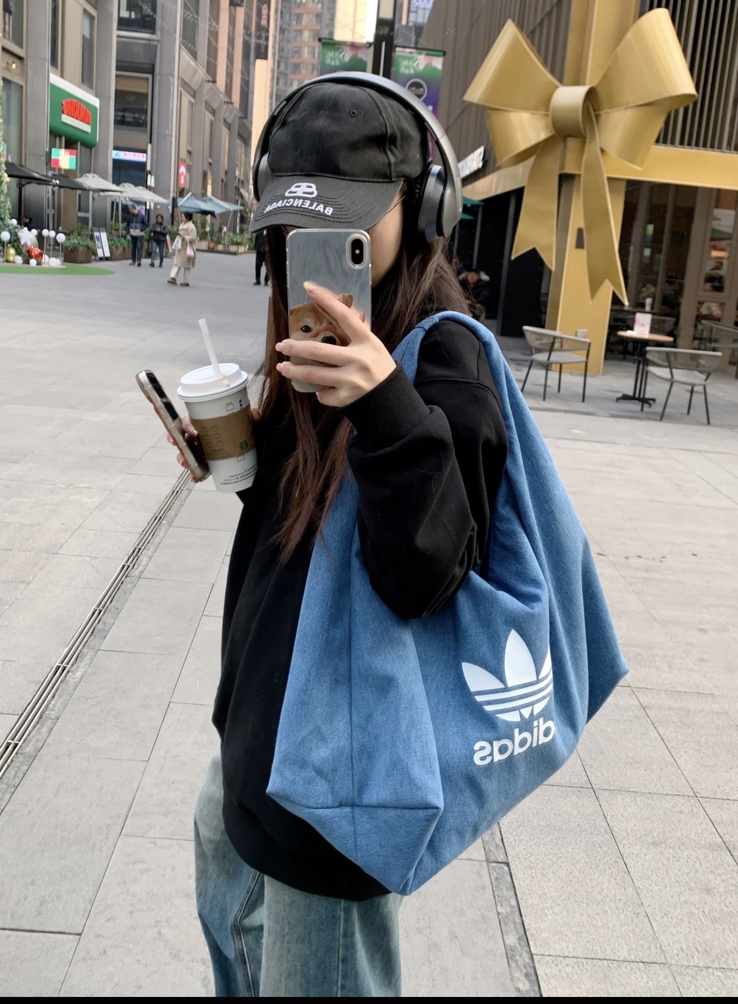 【最後少量咋 售完不補~】現貨 ADIDAS DENIM BAG 低調系大容量牛仔袋 兩色入