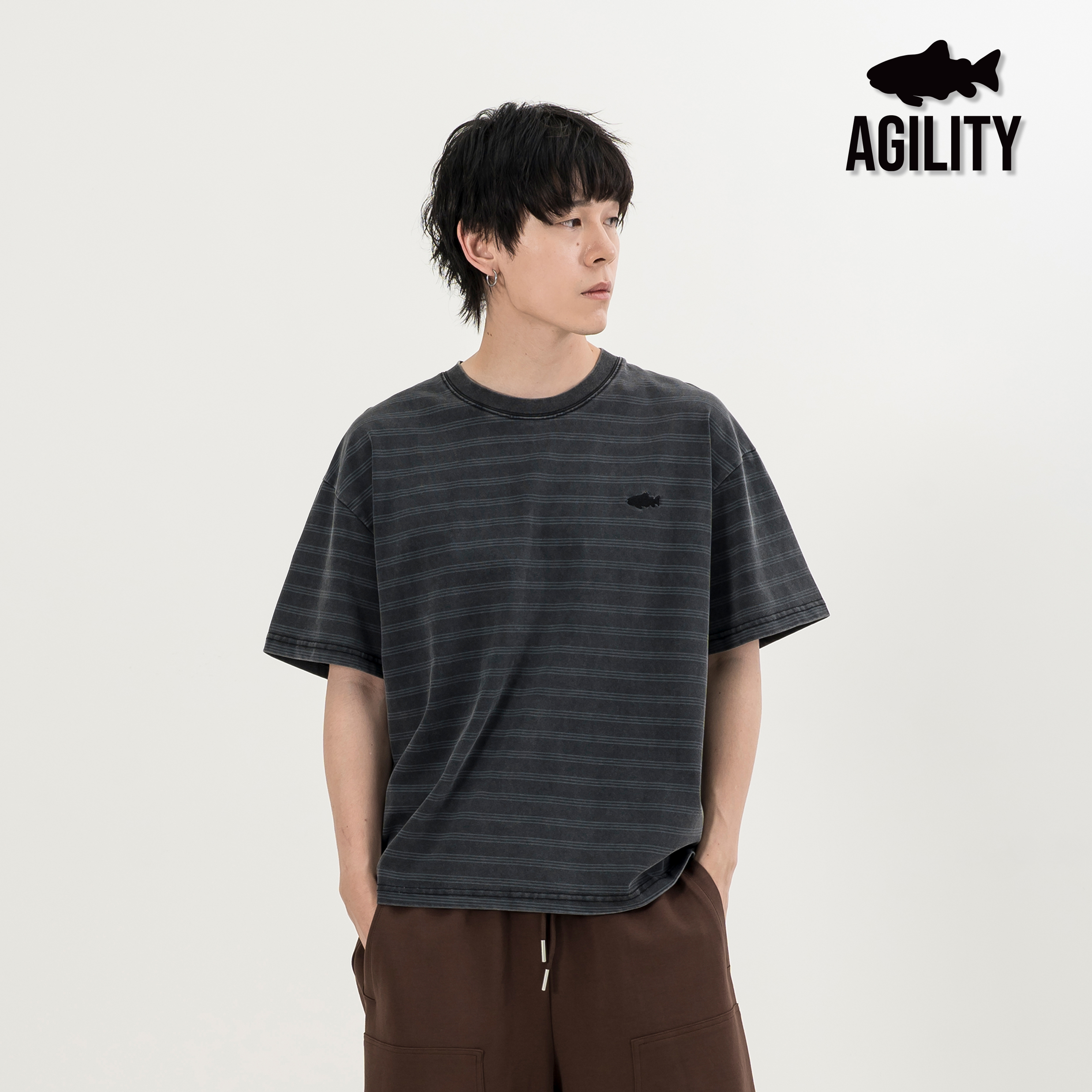 AGILITY Washed Striped Tee / Shadow 魚影 水洗條紋 短袖Tee [WS9-BT]